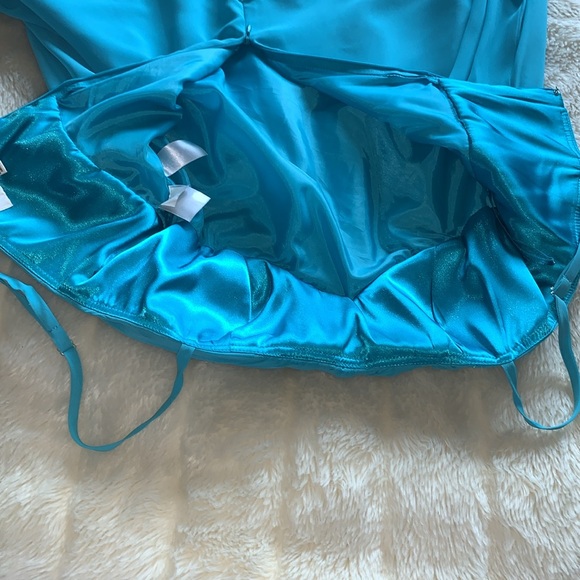 Evan picone turquoise sheer chiffon babydoll swing mini dress S - Picture 14 of 16